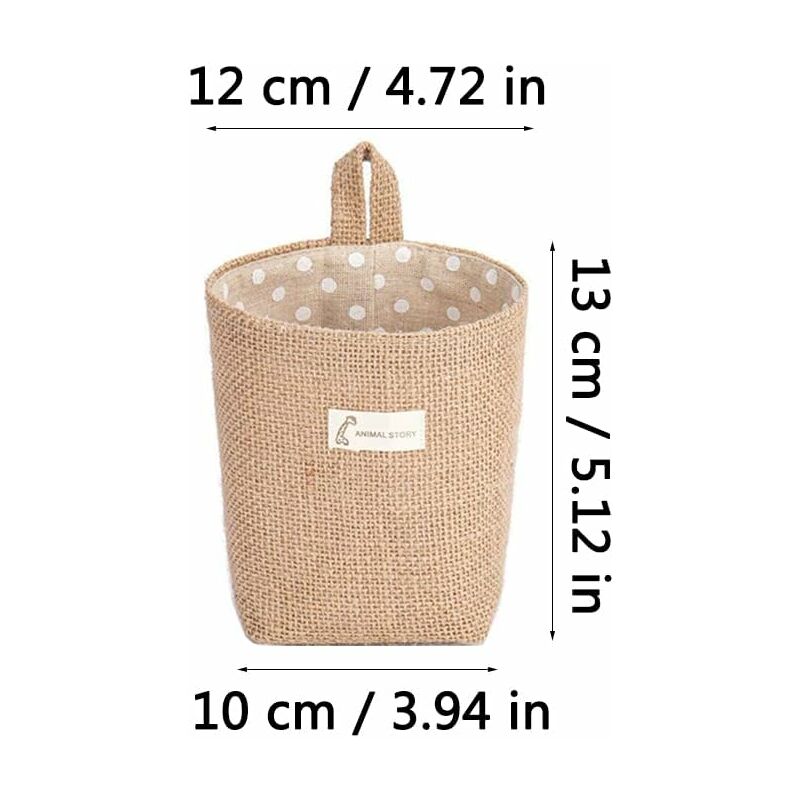 4 Pieces Foldable Storage Basket With Handle, Hanging Storage Bag, Cotton Linen Storage Basket Bag, 4 Colors, For