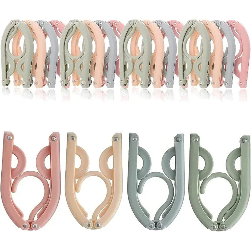 12 Pack Portable Foldable Plastic Travel Hangers Space Saving With Non-Slip Multi-Functional Travel Accessories For