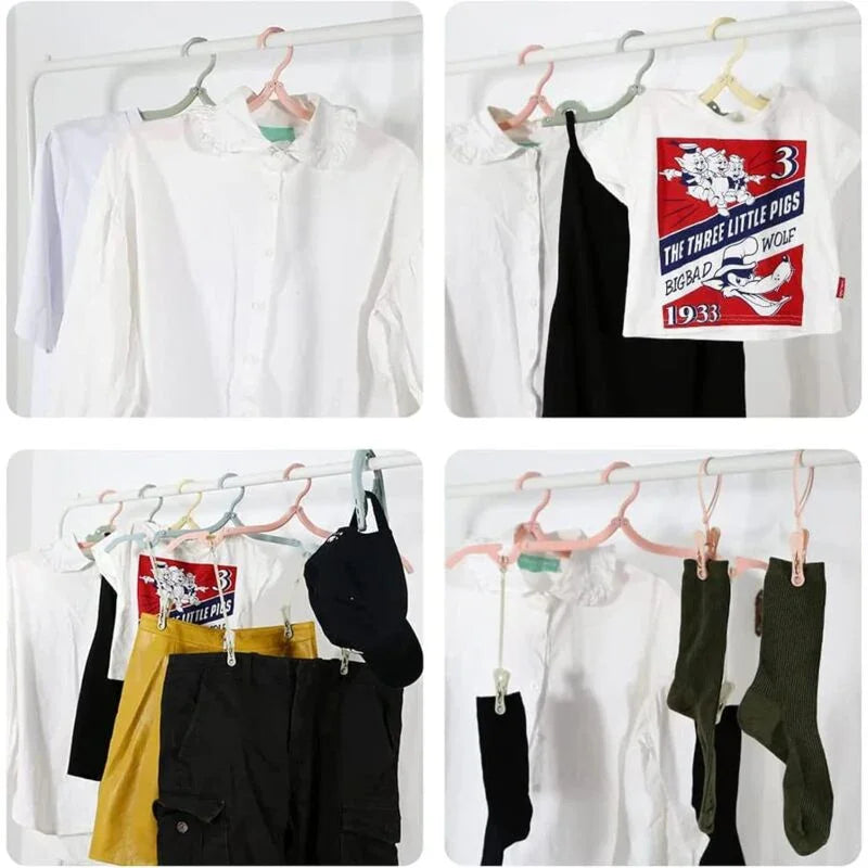 12 Pack Portable Foldable Plastic Travel Hangers Space Saving With Non-Slip Multi-Functional Travel Accessories For