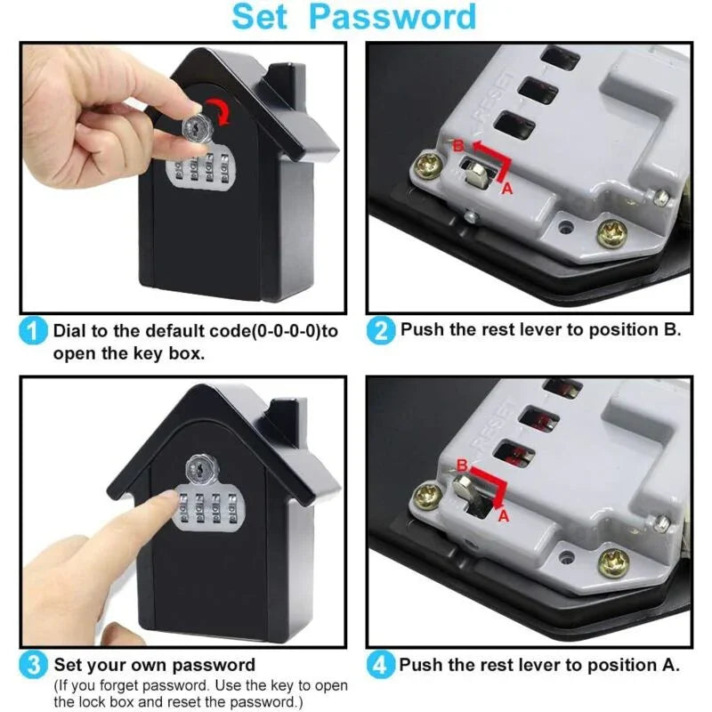 Wall Mounted Key Safe Box With Digital Code & Emergency Keys, Large Key Safe Box Xl Size Outdoor Key Safe For Home,