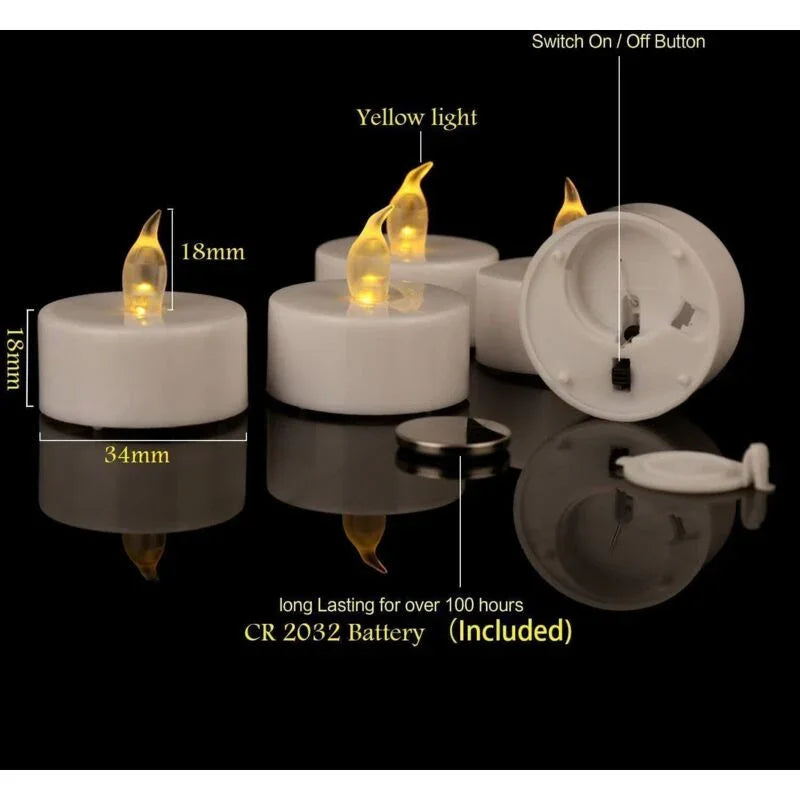 24 LED Flameless Tea Light Candles - Realistic & Bright, Battery Operated - Long Lasting For Wedding, Holiday, Party
