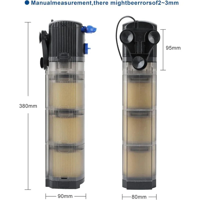 Aquarium Internal Filter Adjustable 3 In 1 Aquarium Pump For 100-300L Freshwater Or Saltwater Aquarium 1500L/H 25W