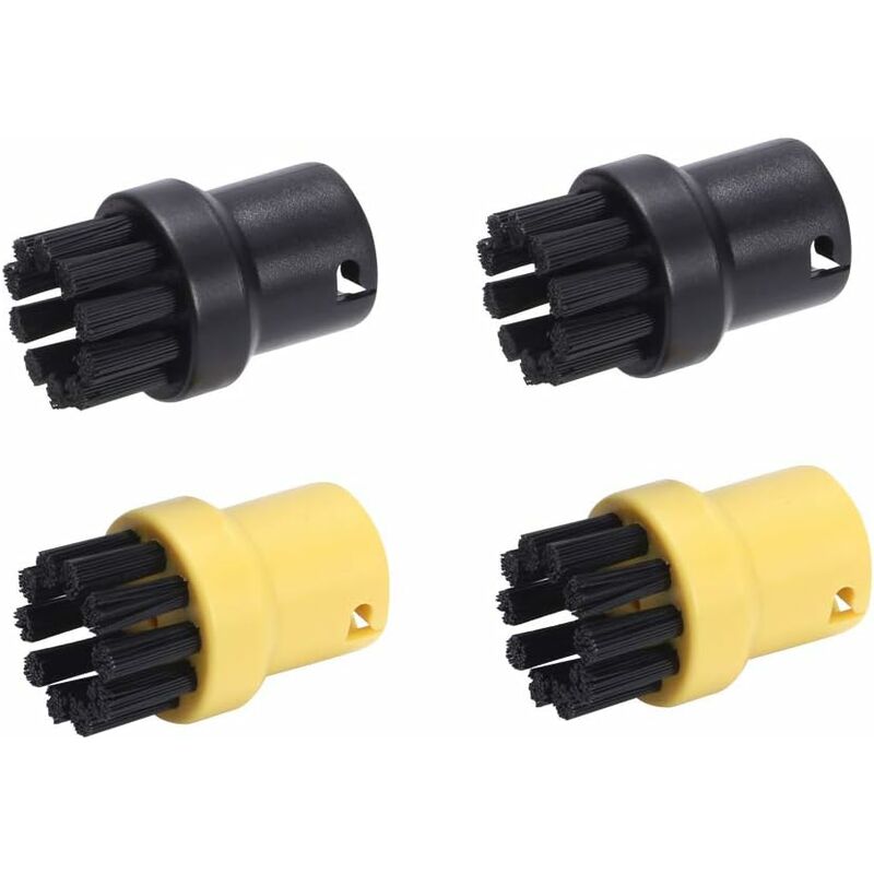 Brass Wire ROund Brush Set For Karcher Sc1 Sc2 Ctk10 Ctk20Sc3 Sc4 Sc5 Steam Cleaner (2 Black, 2 Yellow)