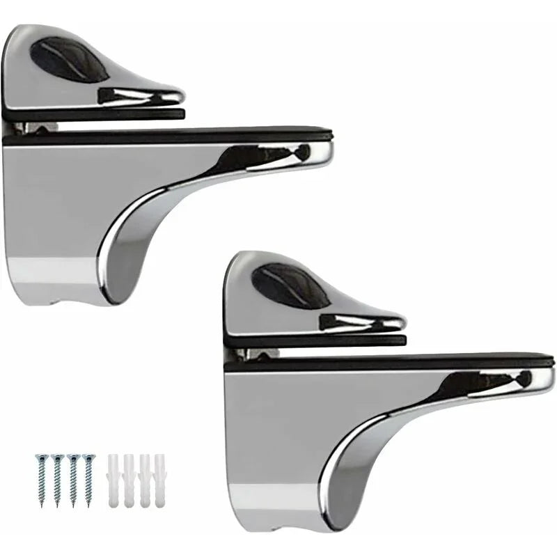 2-Piece Adjustable Glass Shelf Bracket, Support For 5-22Mm Thickness Wood/Glass Shelves