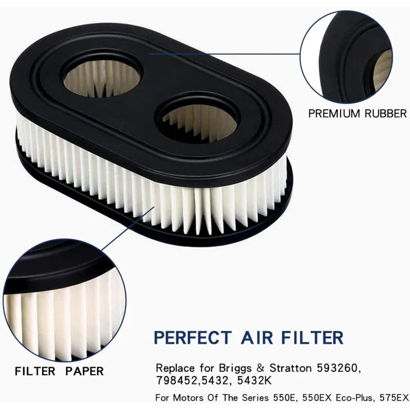 2 pcs Lawn Mower Air Filter, Air Filter For Briggs & Stratton 798452 And 5432 Engine Parts, Lawn Filter Suitable For