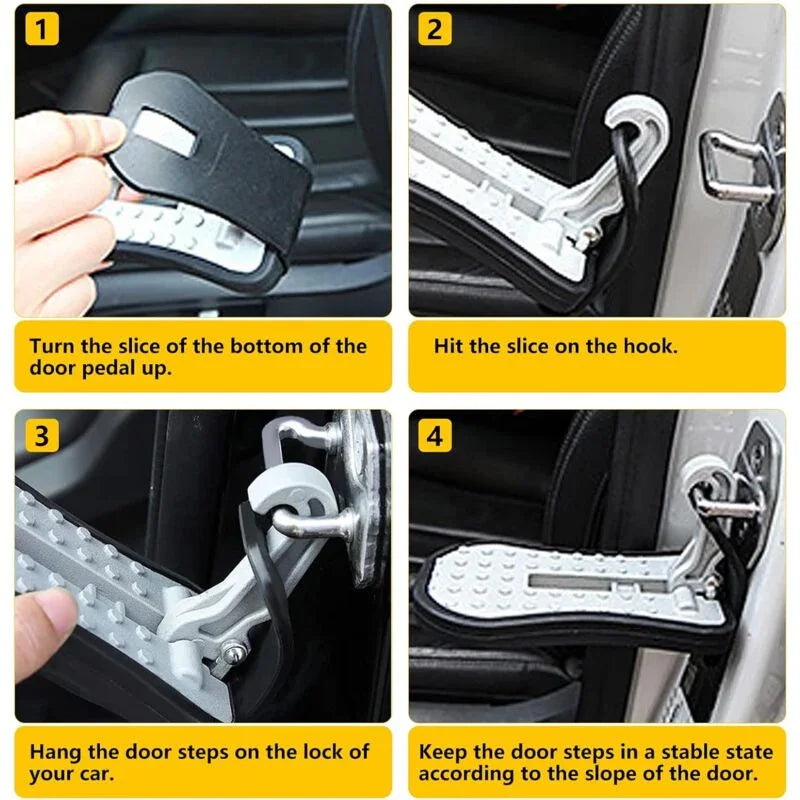 Car Door Pedal, Car Door Pedal Foot Nail U Car Door Latch Hook Pedal, With Auxiliary Pedal With Safety Hammer (16Cm,