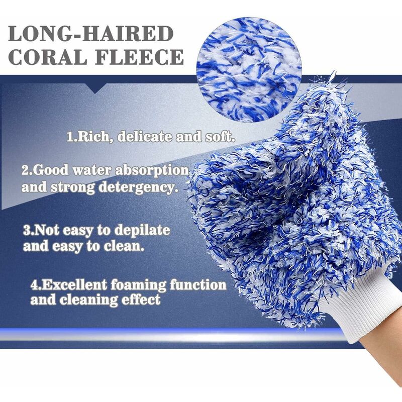 Car Wash Gloves 2 Pieces, Microfiber Wash Mitt, Chenille Super Absorbent Cleaning Gloves For Cleaning, Kitchen And Car