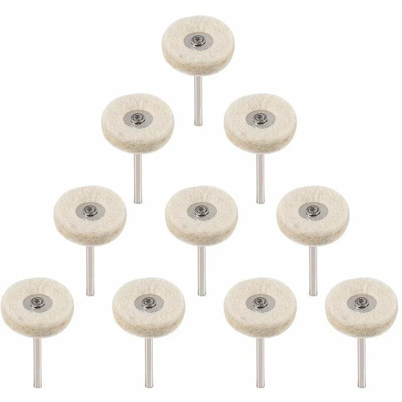 10 pcs Polishing Wheel 25Mm Wool Felt Buffing Wheels Drill Grinder Wheels Brushes ROtary Tool With Handle