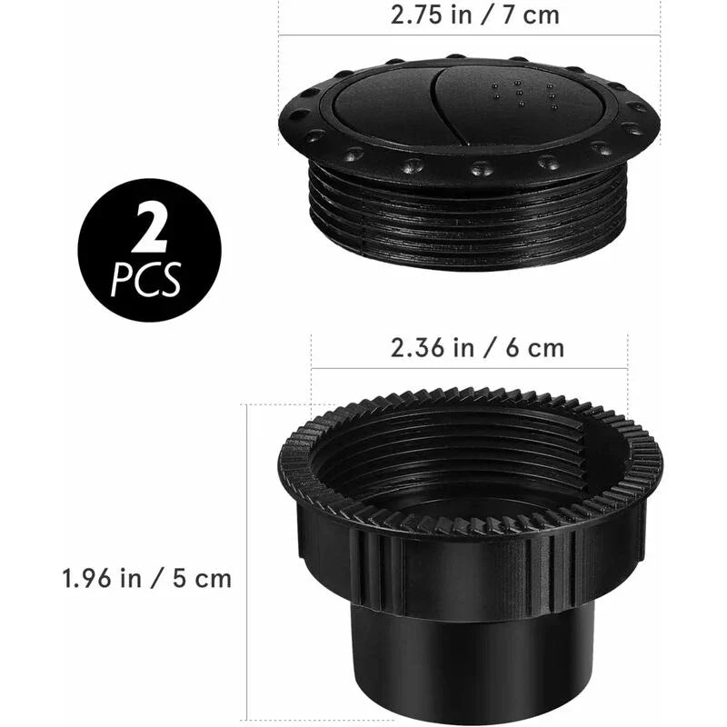 60Mm Car Interior Heater Vent Cover DAshboard Air Vent Deflector Side ROof Air Black Vent Outlet ROund Louvered DAsh
