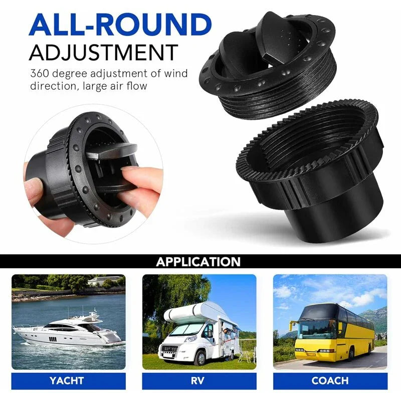 60Mm Car Interior Heater Vent Cover DAshboard Air Vent Deflector Side ROof Air Black Vent Outlet ROund Louvered DAsh