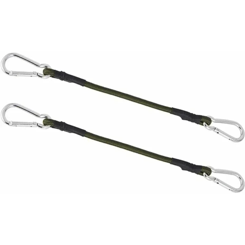 2 Pack 30Cm Heavy Duty Mini Bungee Cords With Carabiner For Camping, Luggage, Travel