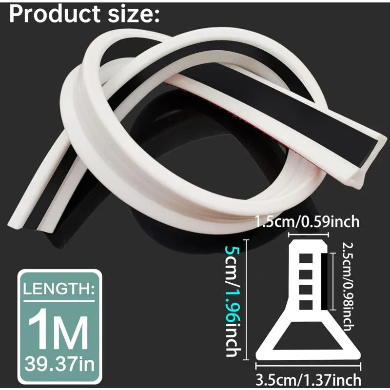 Foldable Shower Barrier And Water DAm Retention System Keeps Water Inside Threshold (1M, Magnetic Style-White)