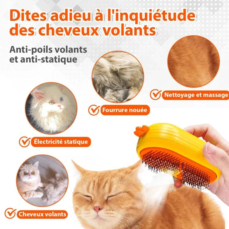 Cat Steam Brush With Release Button, Rechargeable Cat Steam Brush For Long And Short Hair Cats Dogs Rabbits,