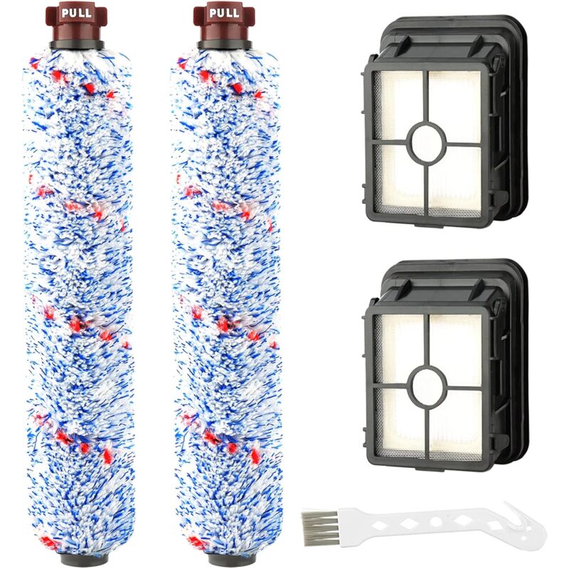 Replacement Accessories 2 Multi-Surface ROller Brush + 2 Filters For Bissell Crosswave 17132 And 2225N Series