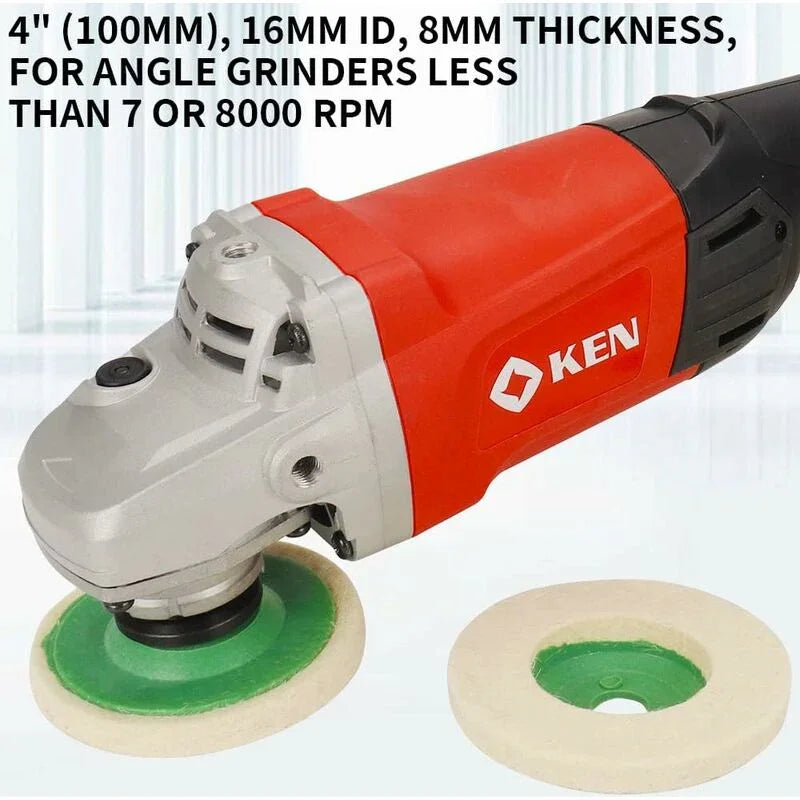 4 Inch Wool Angle Grinder Discs Thicken Wear-Resistant Polishing Pads For Metal Marble Glass Mirror Polishing Effect 10