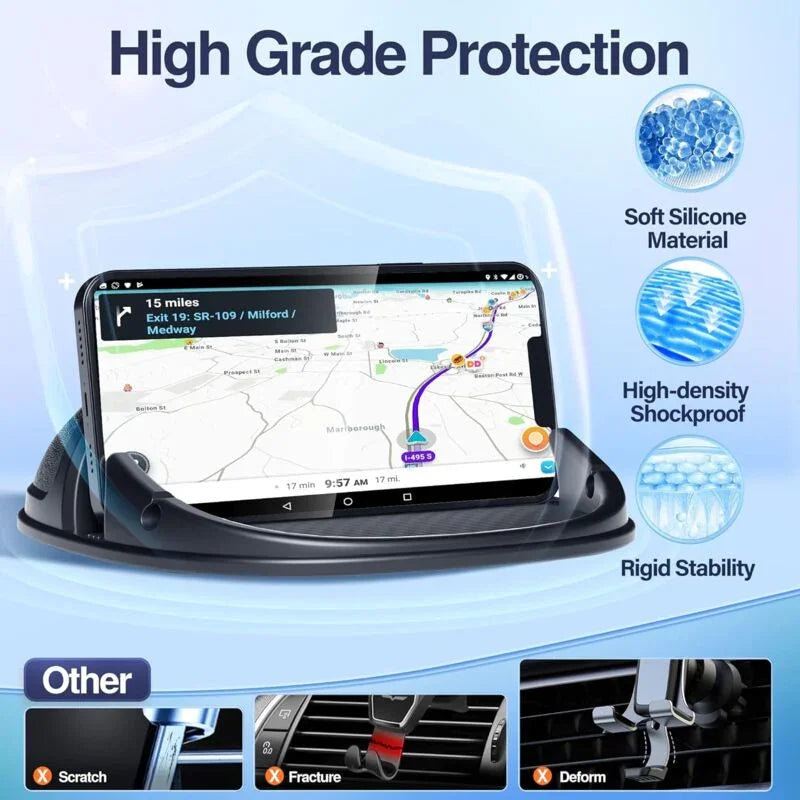 Car Phone Holder, Anti-Slip DAshboard Mount Cell Phone Holder Compatible For Other Smartphone (Black)