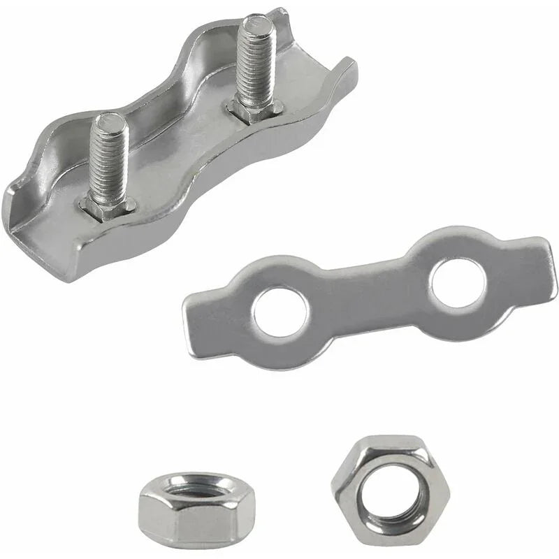 M2 Duplex Cable Clips 304 Stainless Steel Duplex Cable Clips For Wire ROpe Clotheslines Sun Sails Hanging Patio Fixed 8