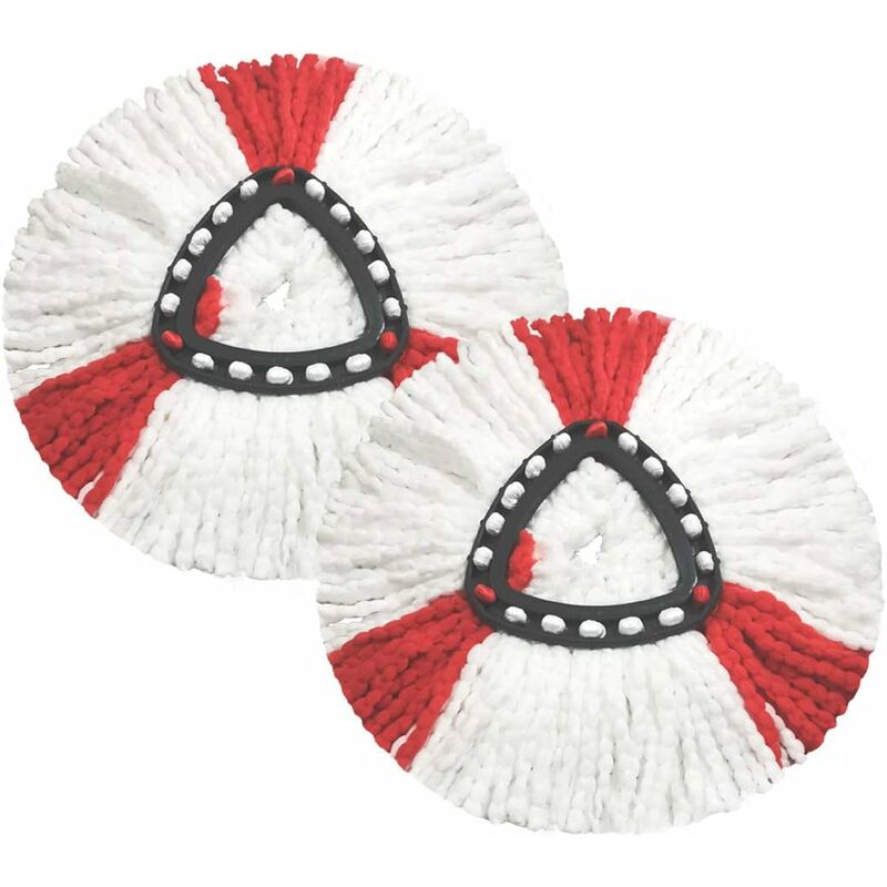 2 Pack Mop Heads Compatible With Vileda 2 In 1 Turbo Mop Replacement Head, Microfiber, Red, White.