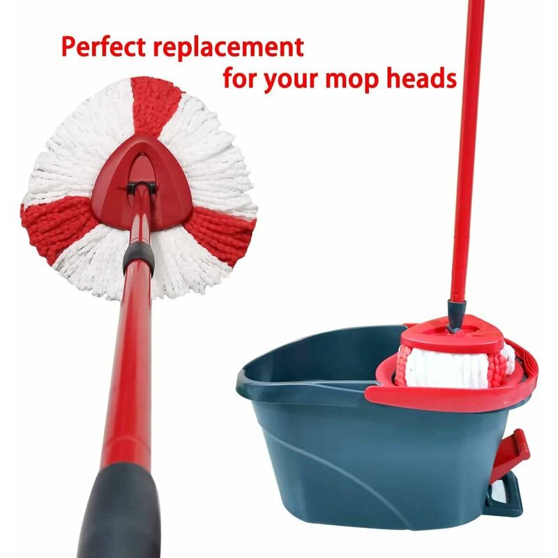 2 Pack Mop Heads Compatible With Vileda 2 In 1 Turbo Mop Replacement Head, Microfiber, Red, White.
