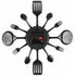 16" Large Kitchen Wall Clocks With Spoons And Forks, Great Home Decor And Nice Gifts, Black
