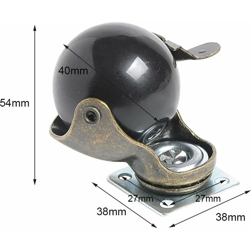 4 pcs Furniture Leg Caster Wheels (1.5Inch (40Mm) - With Brake)