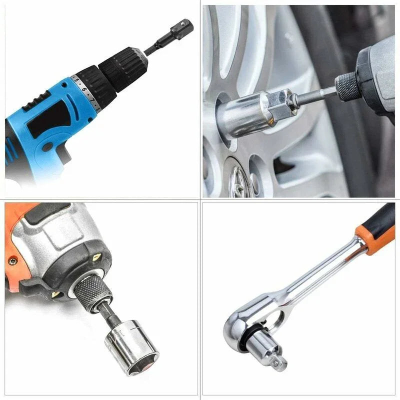Socket Adapter 1/2 3/8 1/4 Hexagon Drill Bits Adapter Set Nut Wrench Reducer Socket Adaptor Converter Ratchet Wrench