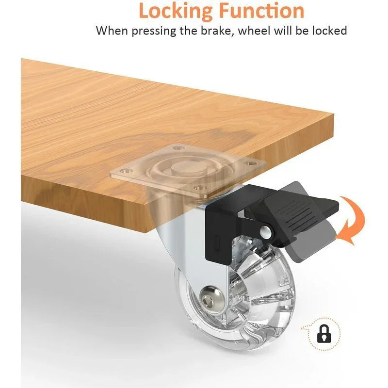 4 pcs Set Furniture Casters With Brakes, 360° Swivel Casters, Up To 600Kg, No Marks On The Floor, Screws Included