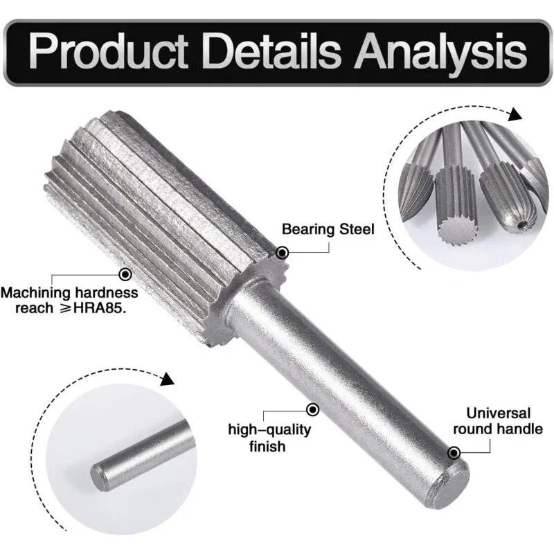 6 pcs Double Cut Tungsten ROtary Burr Set 6Mm Shank Tungsten Files Filing/Engraving/Grinding Bits For ROtary Tools