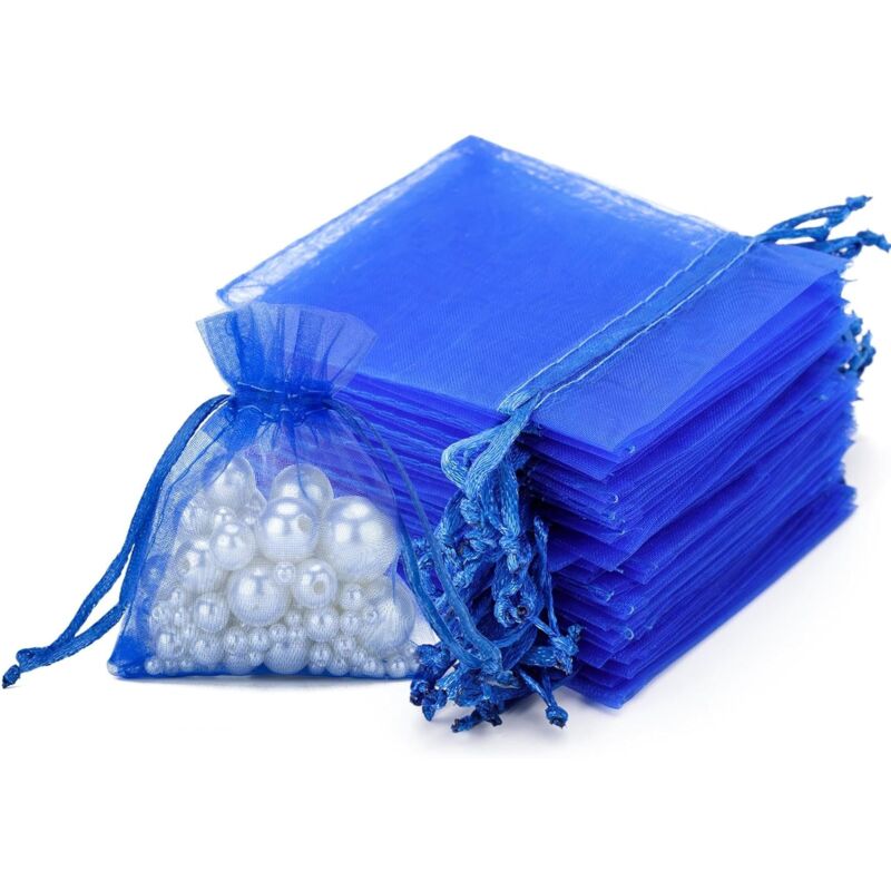 100 pcs Organza Bags 7X9Cm, Small Organza Pouches Jewelry Bags With Drawstring, For Wedding Party Favors Christmas