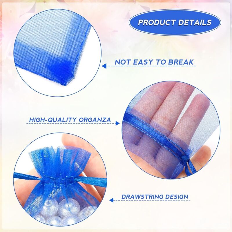 100 pcs Organza Bags 7X9Cm, Small Organza Pouches Jewelry Bags With Drawstring, For Wedding Party Favors Christmas