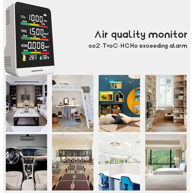 Co2 Detector Temperature Humidity Detection Tool Smart Office Indoor Outdoor High Precision Fast Detection