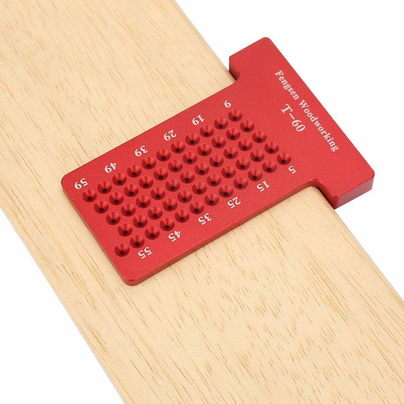 Scribing Ruler, T-Type Aluminum Alloy Woodworking Hole Gauge Carpenter Marking Tool, Wear-Resistant, For Woodworker And