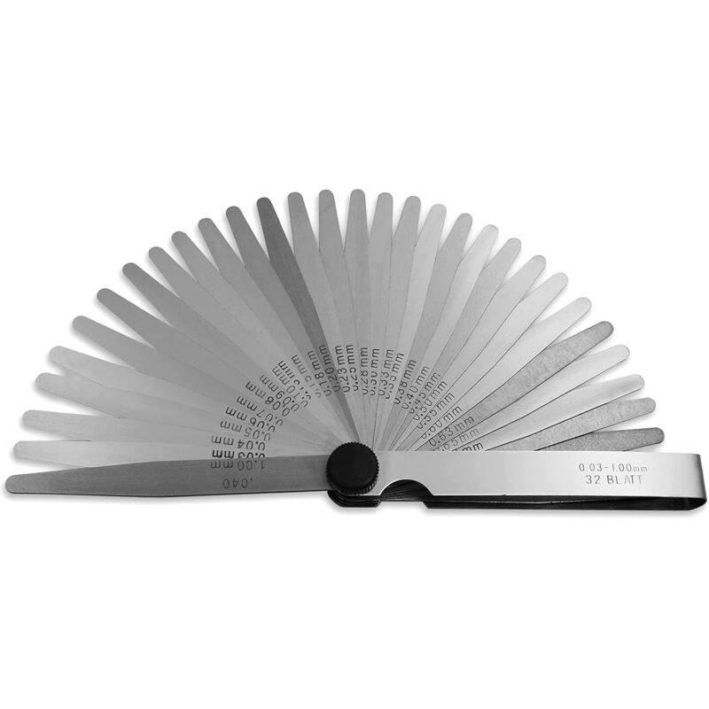 32 Blades Steel Feeler Gauge - Dual Marked Metric And Imperial Measuring Tool For Measuring Gap Width Or Thickness