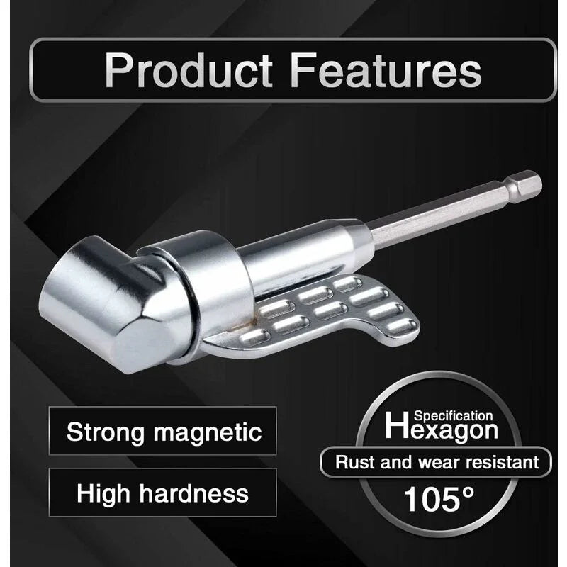 105 Degree Right Angle Drill Bit Extension Socket For Narrow Corner With Strong Magnet, Hex Head Screwdriver