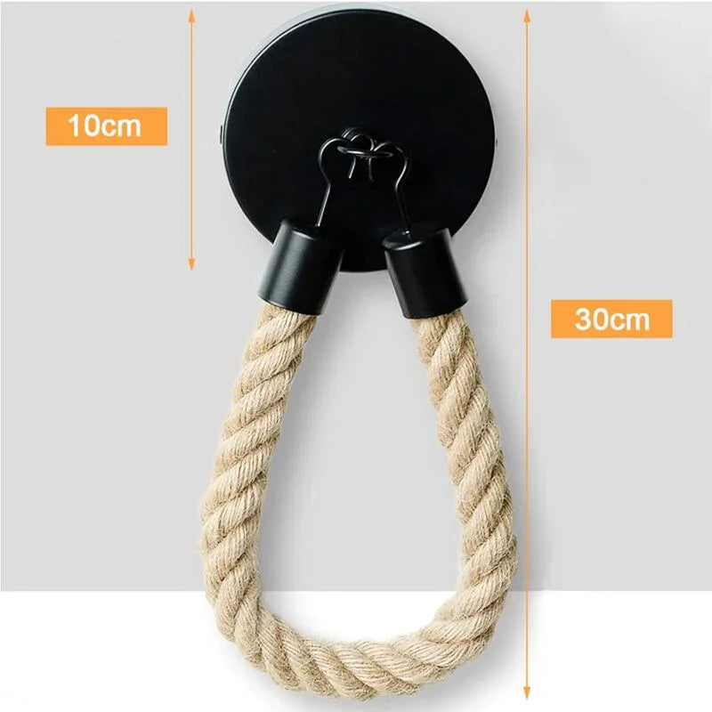Toilet Paper Holder, Hemp ROpe Towel Holder For Bathroom And Kitchen Bathroom Paper Holder Toilet ROll Holder (Black)