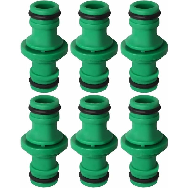 6 pcs Double Hose Connector, Double Male Hose Connector Plastic Pipe Fittings For Joining Garden Hose Tube (Green)