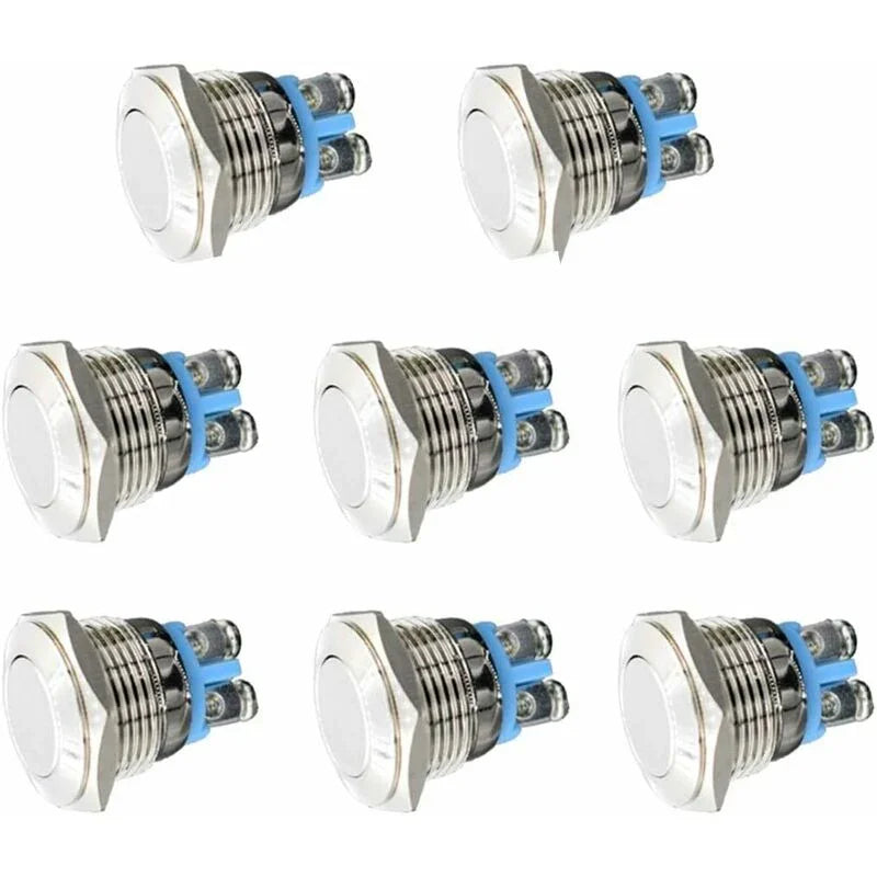 Momentary Metal Push Button Switch 12V 8 pcs 16Mm For Marine Waterproof Car Rv Truck Boat