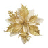 12 pcs Glitter Christmas Flowers (15Cm) With 12 pcs Artificial Poinsettia For Christmas Tree（Gold）