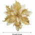 12 pcs Glitter Christmas Flowers (15Cm) With 12 pcs Artificial Poinsettia For Christmas Tree（Gold）