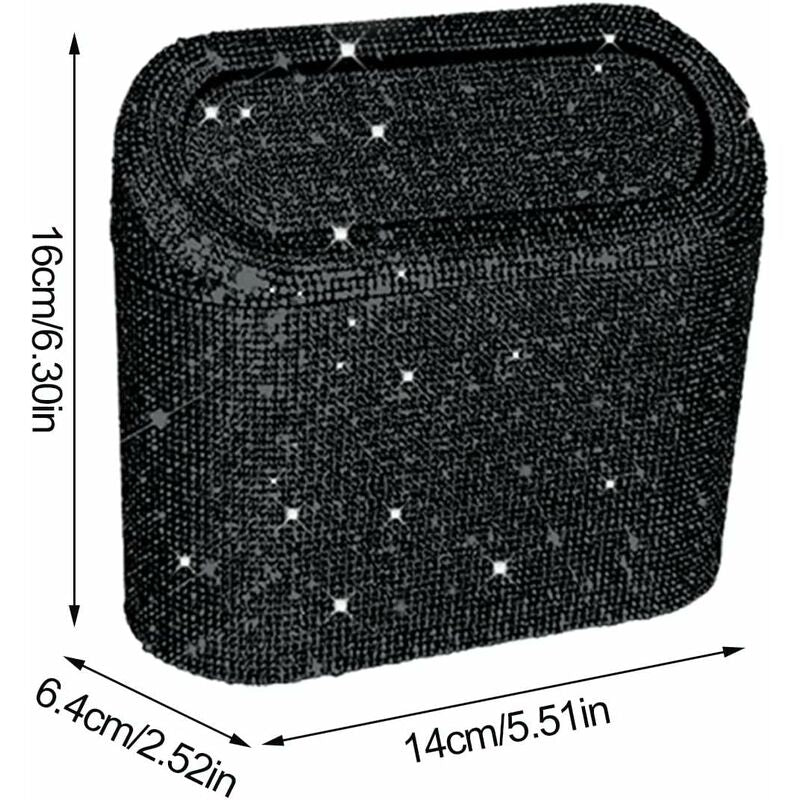 Car-Mounted Diamond-Encrusted Trash Can, Car Storage Bucket, Hanging Car Storage Bag, Creative Diamond-Encrusted Mini