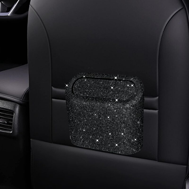 Car-Mounted Diamond-Encrusted Trash Can, Car Storage Bucket, Hanging Car Storage Bag, Creative Diamond-Encrusted Mini