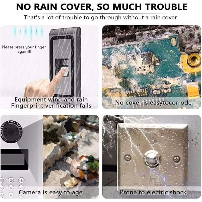 Waterproof Metal Cover For Video Camera, Doorbell, Door Lock, Access Door Knob, Protects Device From Sun And Raindrops,