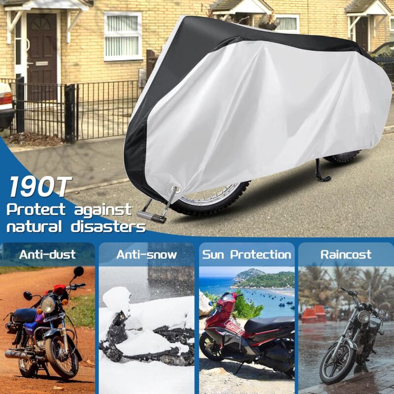 Motorcycle Cover Outdoor, Bicycle Scooter Waterproof Polyester Cover Resistant To Bird Droppings, Water,