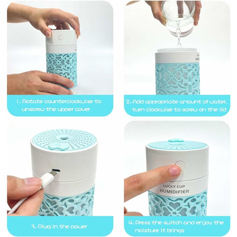 Baby Air Humidifier, 250Ml Mini Air Humidifier, Quiet Humidifier, Waterless Auto Shut-Off Function, Suitable For