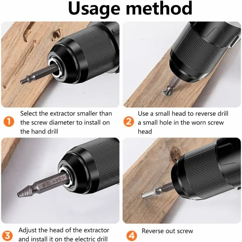 5 pcs Professional Screw Extractor Set, DAmaged Screw Extractor, High Speed Steel, For Defective Screws, Bolts And