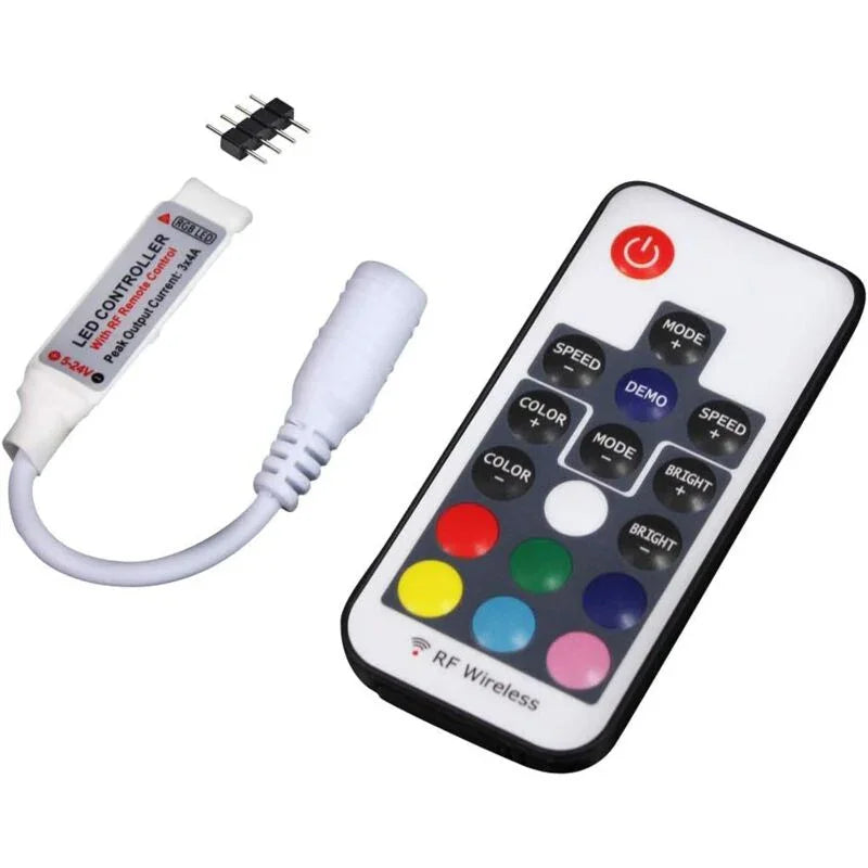 Ultrabright 17 Keys Rf Remote Control Wireless Remote Controller, 5V/12V/24V 12A Mini Controller For Rgb LED Strip
