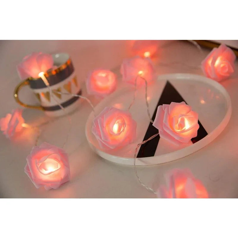 Battery Operated LED String Lights Pink Flowers Pattern Diameter 6Cm, Pe (Polyethylene)., Pink, 3M 20LED