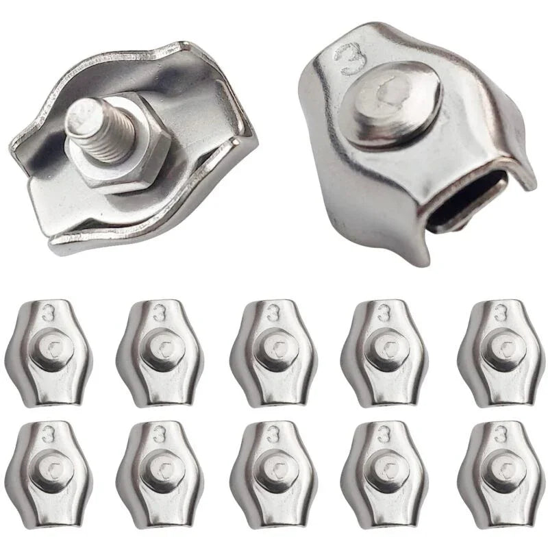 20 pcs Wire ROpe Clips Steel Cable Clamp M3 Wire ROpe Clips For 1.5Mm-3Mm Steel Cable Stainless Steel Cable Clamp For