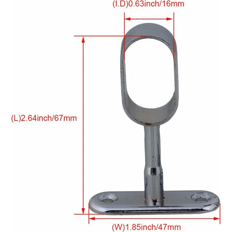 2 pcs 16Mm Silver Plated Zinc Alloy Oval Wardrobe Brackets
