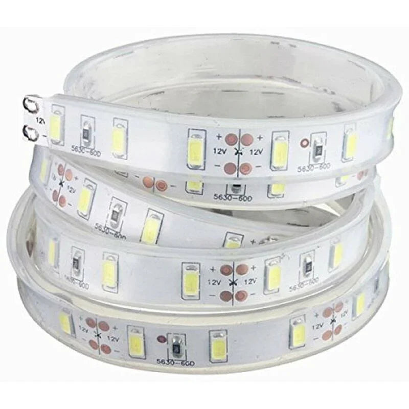 5M 5630 Smd LED Silicone Strip Light Cool White Waterproof 12V